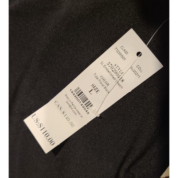 White House Black Market Sz L Dress Black Floral Sheath Embellished Romantic - Picture 10 of 16